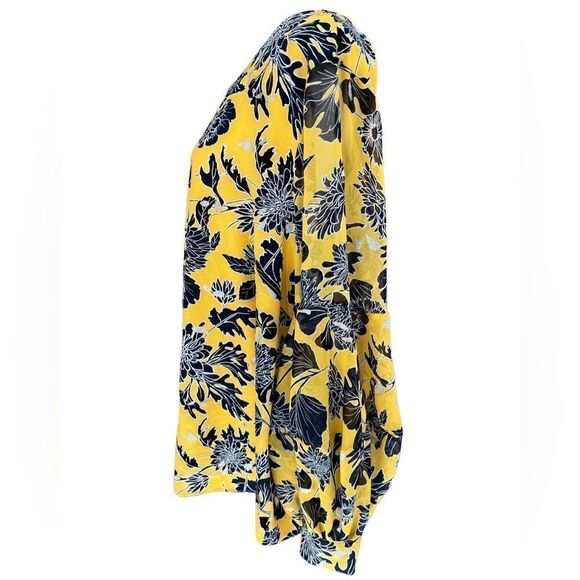 Lane Bryant X Girl with Curves Yellow print Blouson Puff Sleeve blouse, size 20 - Picture 4 of 7